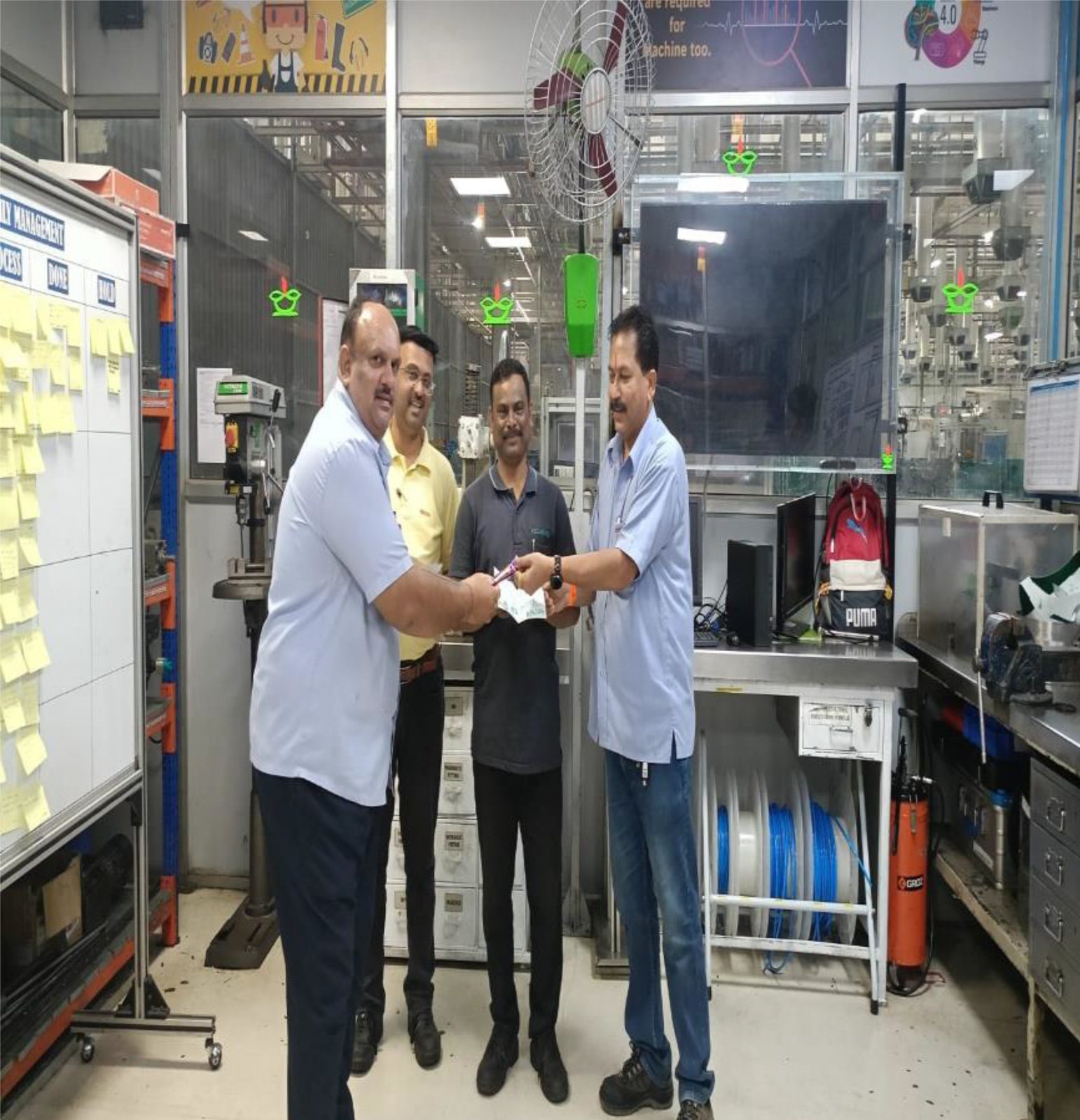 Team member receiving recognition from a client