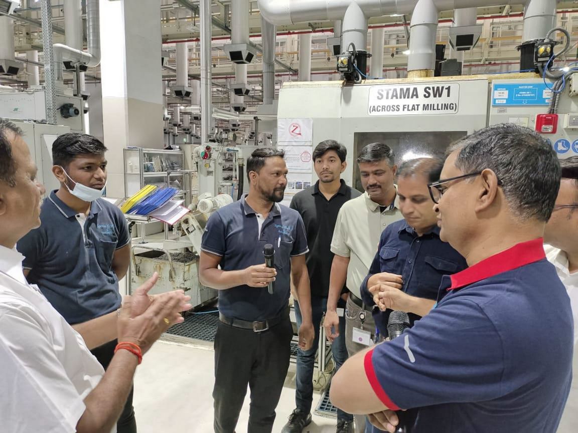 Team briefing on the shop floor